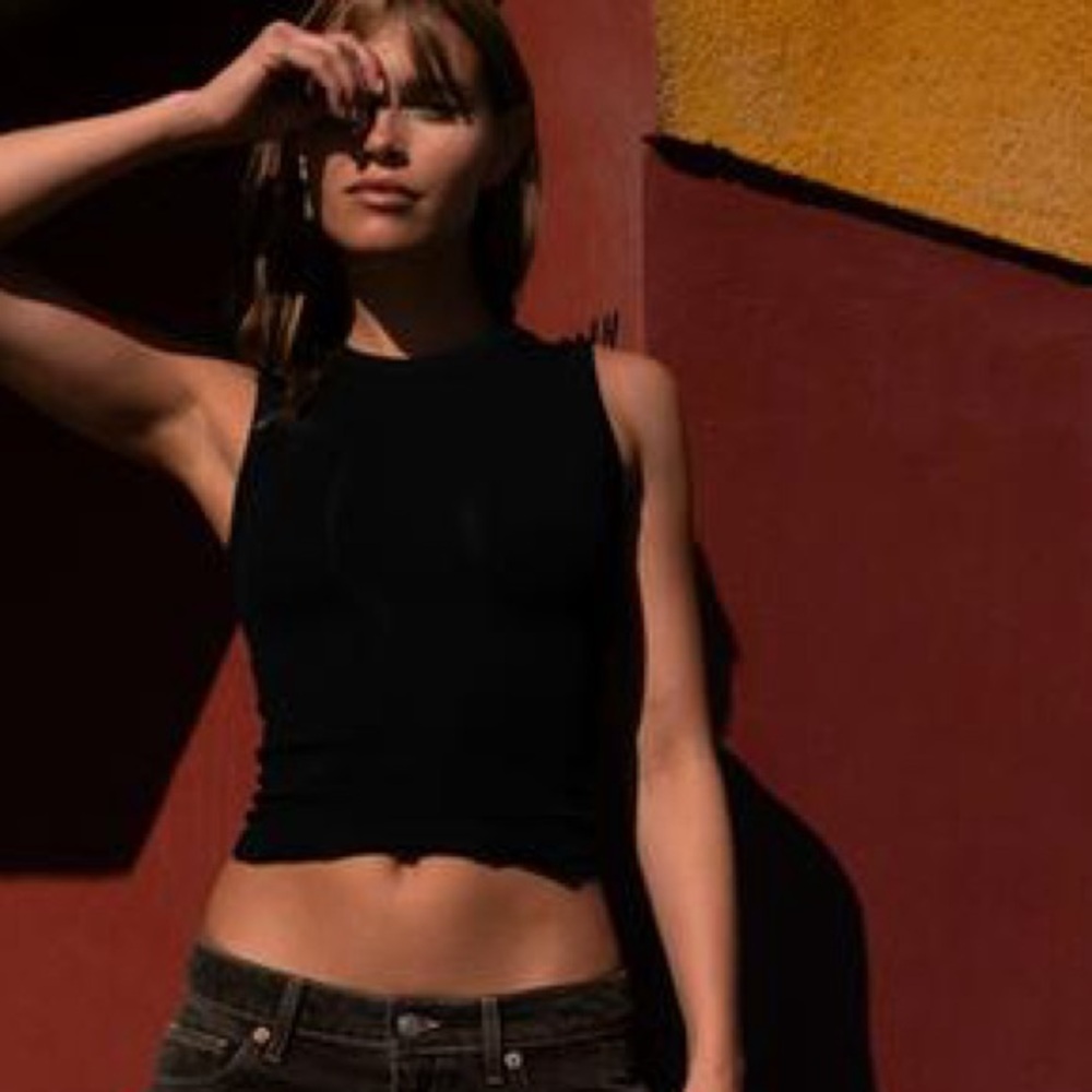 Zara Black Sleeveless Crop Top